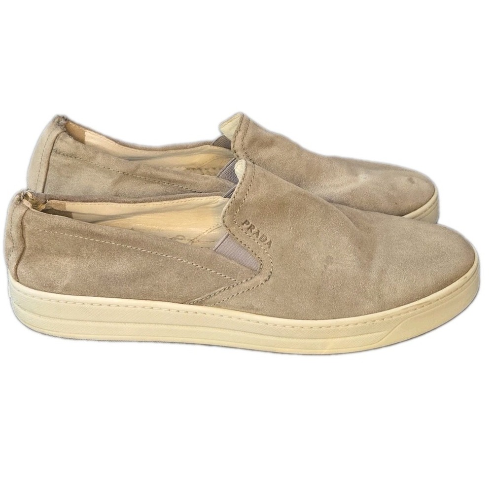 Prada Grey Suede Loafers Slip On Moccasins 3S 5802 Size 38 US 8